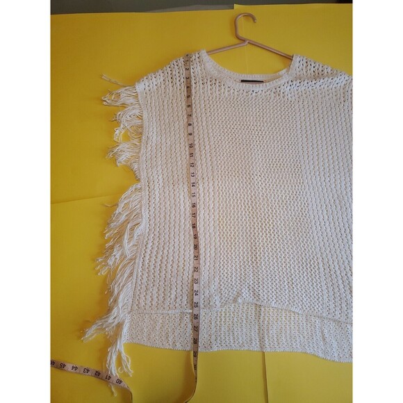 Knit Poncho Sweater W/ Fringe Women's X-Large Mossimo Bohemian Ivory - Picture 4 of 8